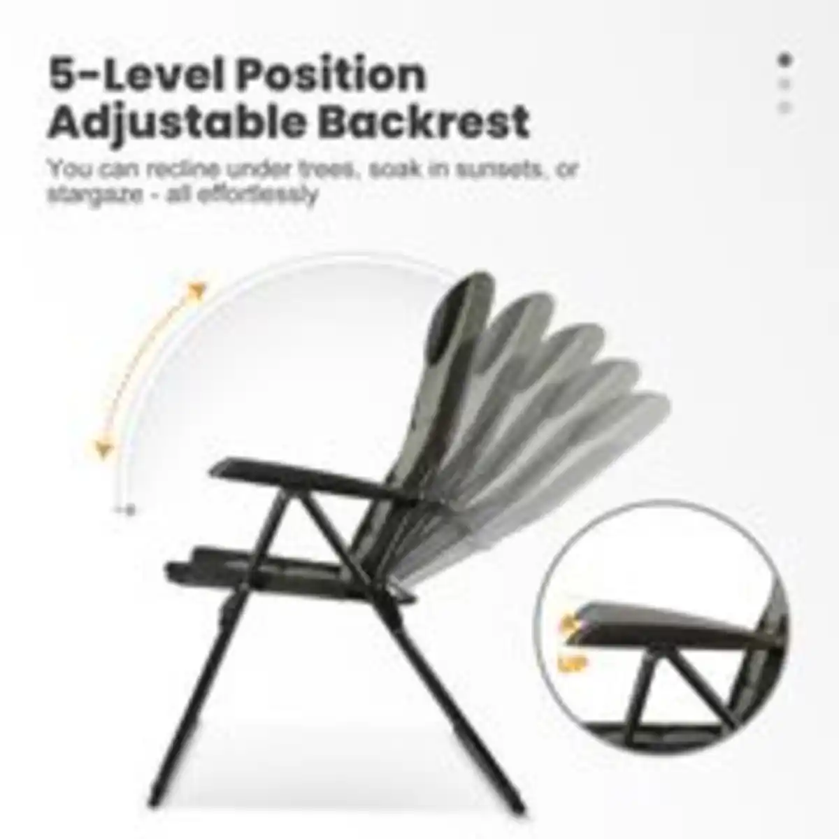 Bild 2 von HOMECALL Campingstuhl Gartenstuhl klappbar, polyester, 5 fach Verstellbarer Rückenlehne, bis 150kg