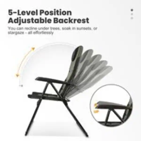 Bild 2 von HOMECALL Campingstuhl Gartenstuhl klappbar, polyester, 5 fach Verstellbarer Rückenlehne, bis 150kg