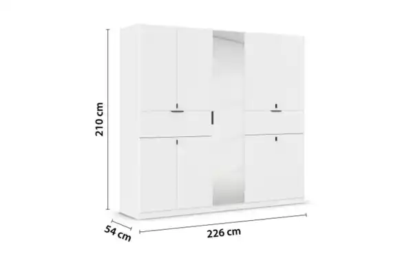 Bild 2 von Drehtürenschrank Ticao, weiß, 226 x 210 cm