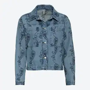 Damen-Jeansjacke mit Paisley-Stickerei