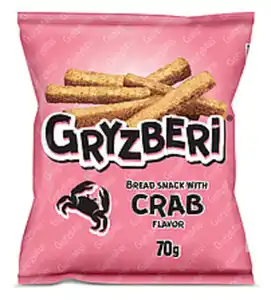 "GRYZBERI" Snack aus geröstetem Weizenbrot mit Krabbengeschm...
