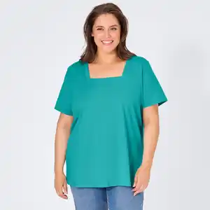 Damen-T-Shirt mit eckigem Ausschnitt, große Größen