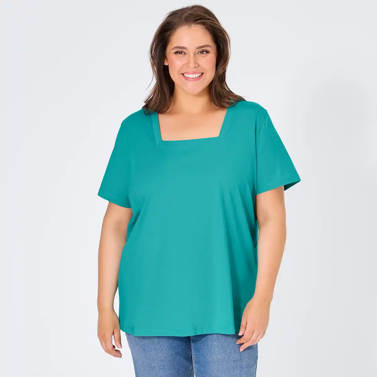 Bild 1 von Damen-T-Shirt mit eckigem Ausschnitt, große Größen