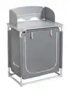 Bild 1 von Tragbarer Camping Kochtisch mit Windschutz, ca. 75 x 55 x 82/108 cm – Schwarz/Silber