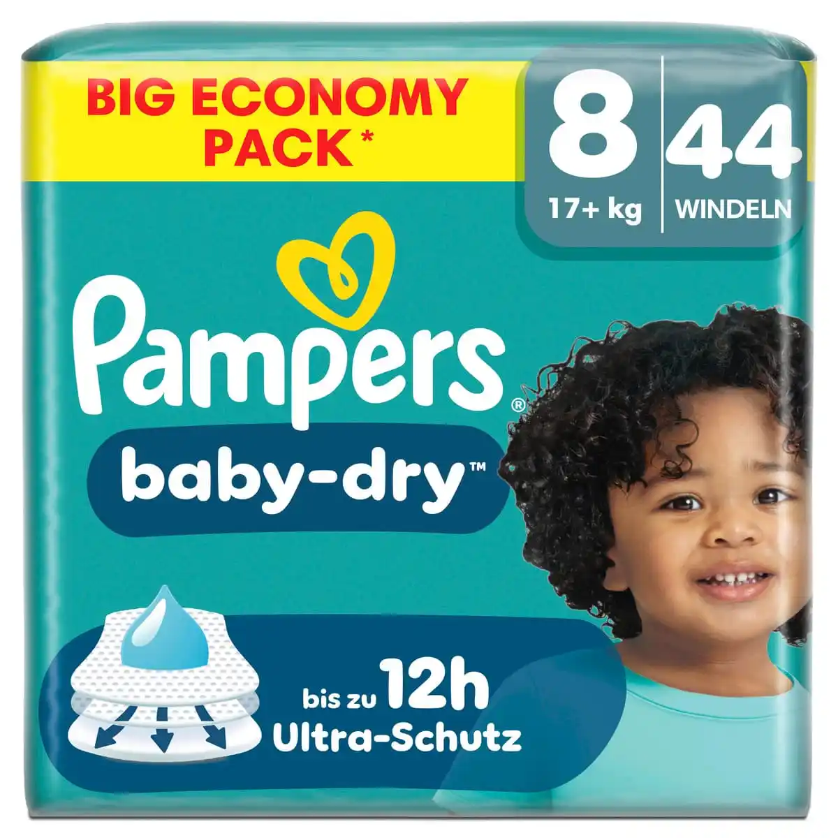Bild 1 von Pampers Baby Dry Windeln Gr.8 Extra Large 17+kg Big Economy Pack, 44 Stk