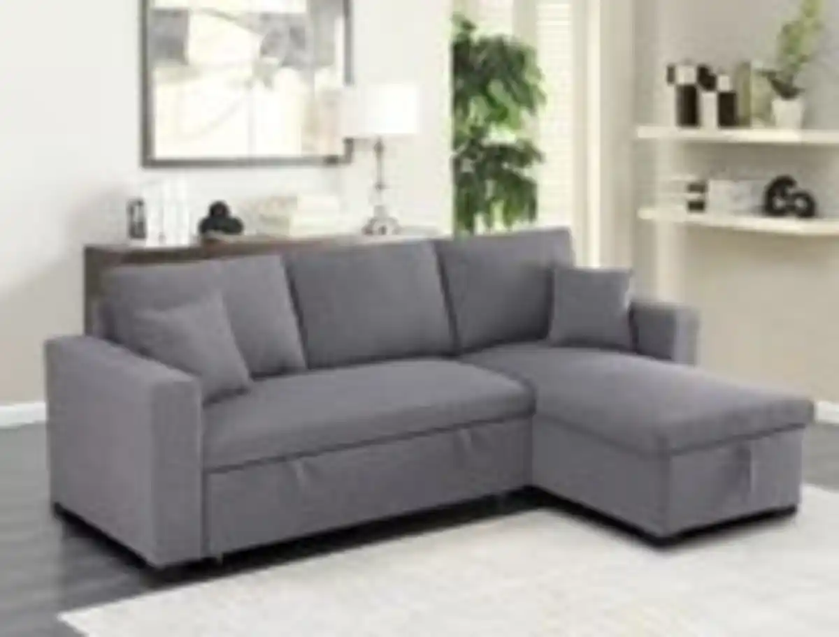 Bild 2 von Ecksofa mit Stauraum & Schlaffunktion, ca. 224 x 146 x 88 cm - Hellgrau