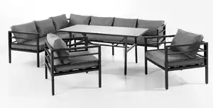 17tlg. Aluminium Eckloungeset-Set  "Malia" mit 2 Sessel, Tisch & Polsterauflagen - Schwarz/Grau