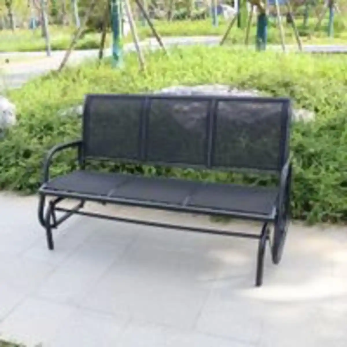 Bild 2 von 3-Sitzer Garten Schaukelbank, ca. 151 x 70 x 83 cm - Schwarz