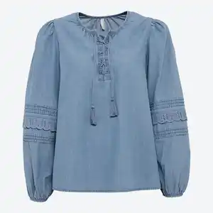 Damen-Jeans-Tunika mit Tasseln