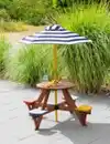 Bild 2 von Outdoor Kindersitzgruppe aus Tannenholz inkl. Schirm, ca. 120 x 120 x 57 cm - Bunt