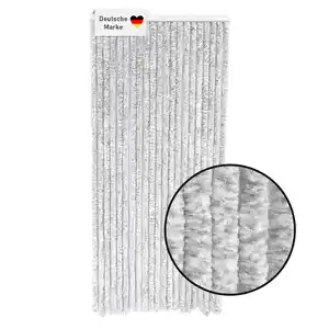 Flauschvorhang 90x200cm hellgrau-weiß meliert, Fliegenschutz, Türvorhang Wohnwagen