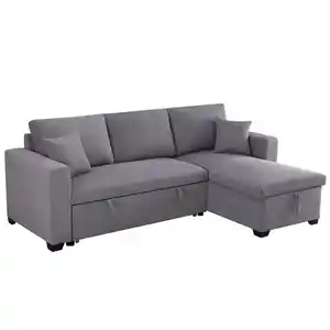 Ecksofa mit Stauraum & Schlaffunktion, ca. 224 x 146 x 88 cm - Hellgrau