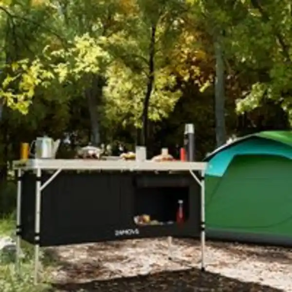 Bild 2 von Campingküche faltbar, Outdoorküche höhenverstellbar, mit Arbeitsplatte, Staufächer, Tragetasche