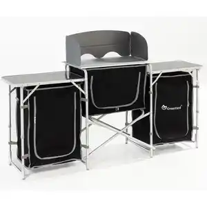 Campingküche XL Windschutz und rollbarer Arbeitsplatte, ca. 173 x 41 x 80 cm - Schwarz