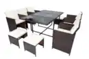 Bild 1 von 27tlg. Polyrattan-Sitzgruppe CUBE 4+6 mit platzsparendem Würfelsystem - Braun