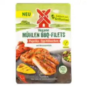 Rügenwalder Mühle Vegane Bratwurst oder Mühlen BBQ-Filets Paprika Typ Hähnchen