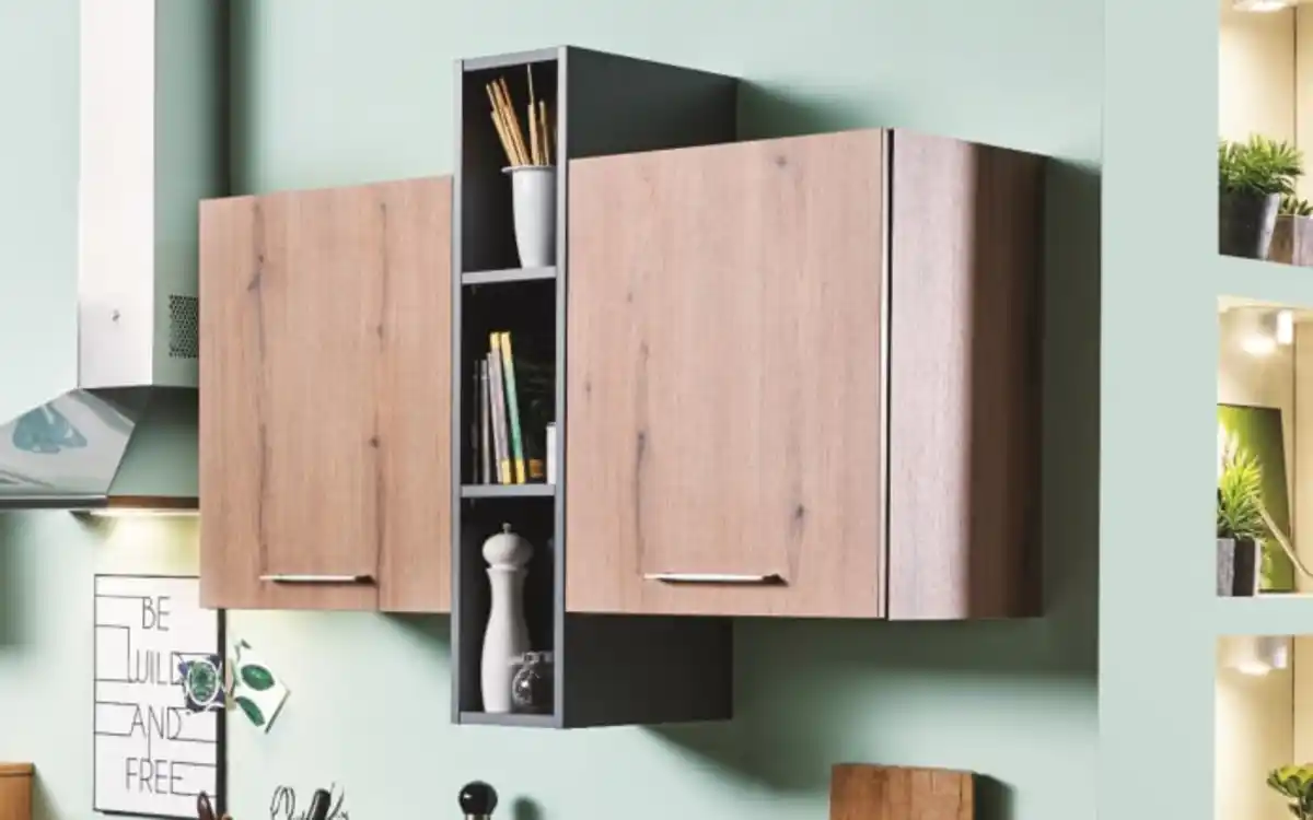 Bild 2 von Express Küchen - Einbauküche Wida/Plamos, anthrazit/Wildeiche Nachbildung, inkl. Elektrogeräte