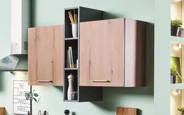 Bild 2 von Express Küchen - Einbauküche Wida/Plamos, anthrazit/Wildeiche Nachbildung, inkl. Elektrogeräte