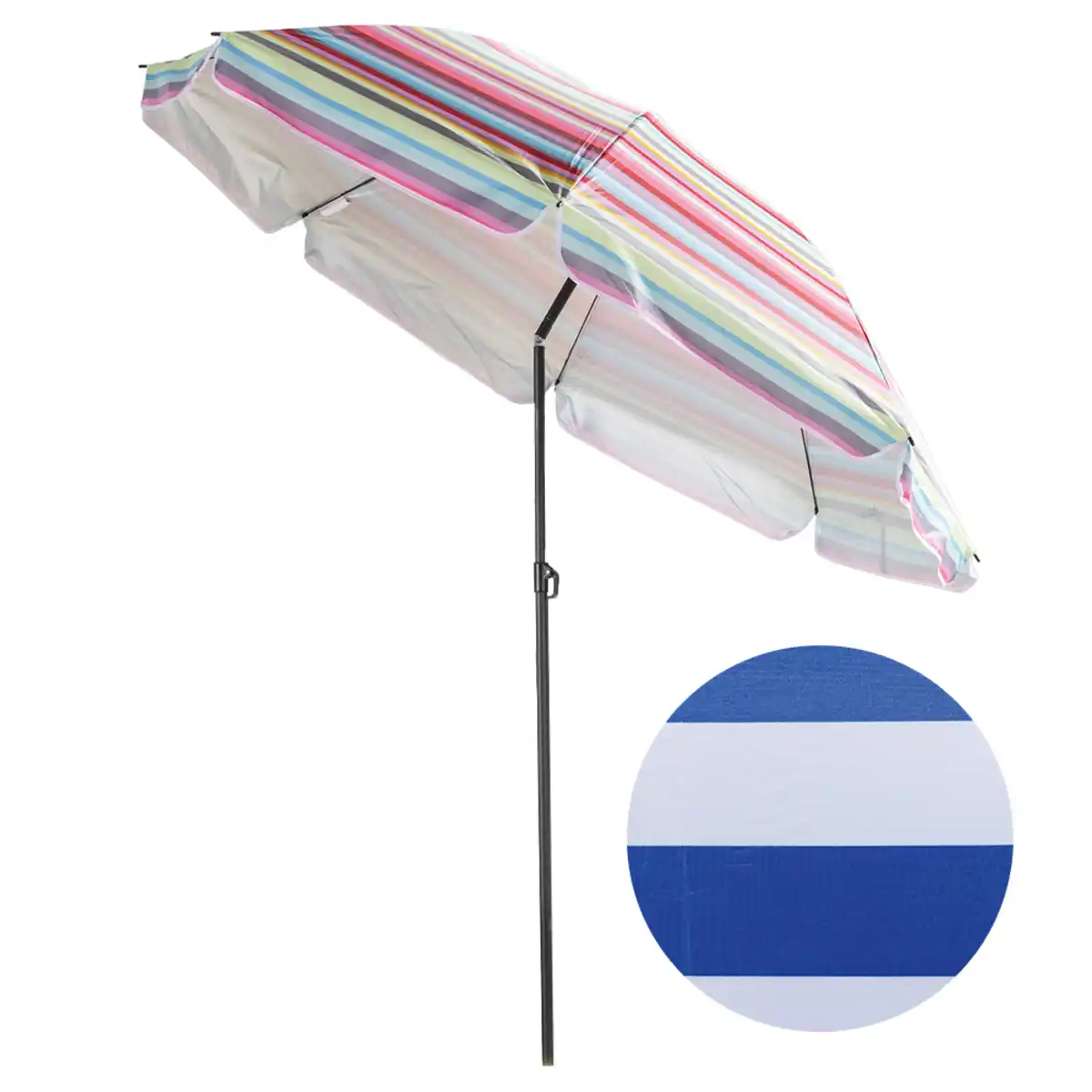 Bild 1 von Strand-/ Sonnenschirm - Weiß/Blau gestreift