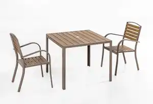 3tlg. Gartenmöbel-Set aus Aluminium mit Holzoptik