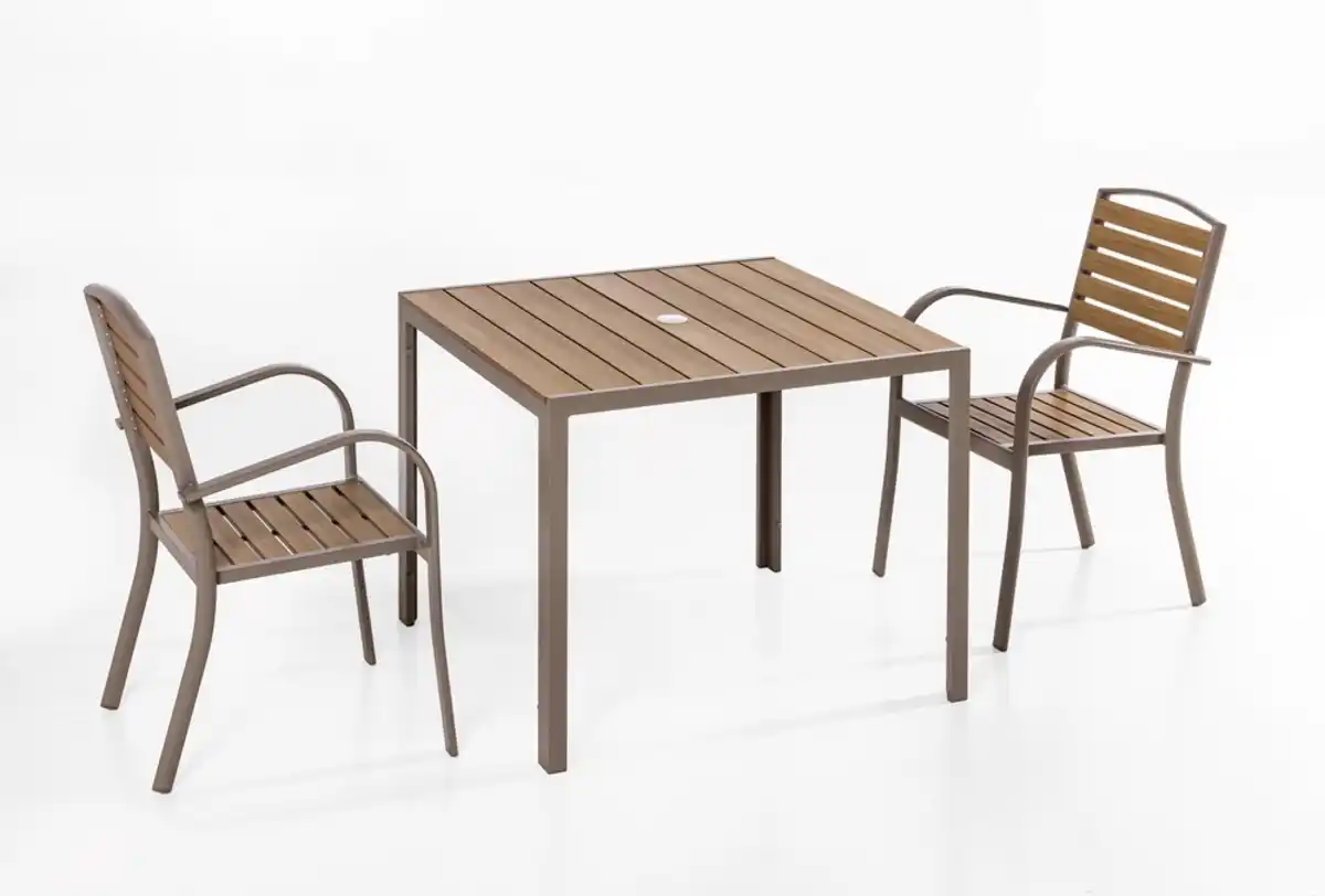 Bild 1 von 3tlg. Gartenmöbel-Set aus Aluminium mit Holzoptik