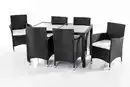 Bild 1 von 13tlg. Dining-Set VERA aus Polyrattan mit Glastisch inkl. Polsterauflagen