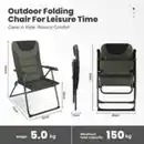 Bild 3 von HOMECALL Campingstuhl Gartenstuhl klappbar, polyester, 5 fach Verstellbarer Rückenlehne, bis 150kg