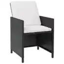 Bild 3 von 19tlg. Dining-Set mit Holztischplatte inkl. Polsterauflagen aus Poly-Rattan - Schwarz/Creme