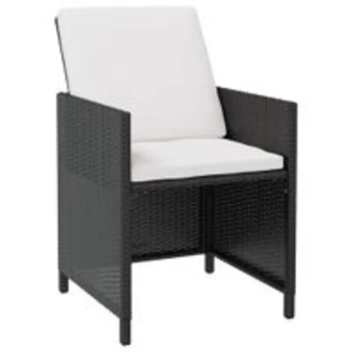 Bild 3 von 19tlg. Dining-Set mit Holztischplatte inkl. Polsterauflagen aus Poly-Rattan - Schwarz/Creme