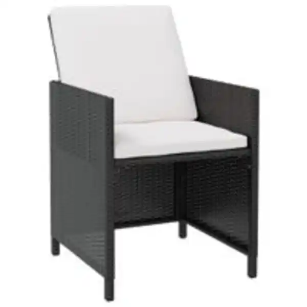 Bild 3 von 19tlg. Dining-Set mit Holztischplatte inkl. Polsterauflagen aus Poly-Rattan - Schwarz/Creme