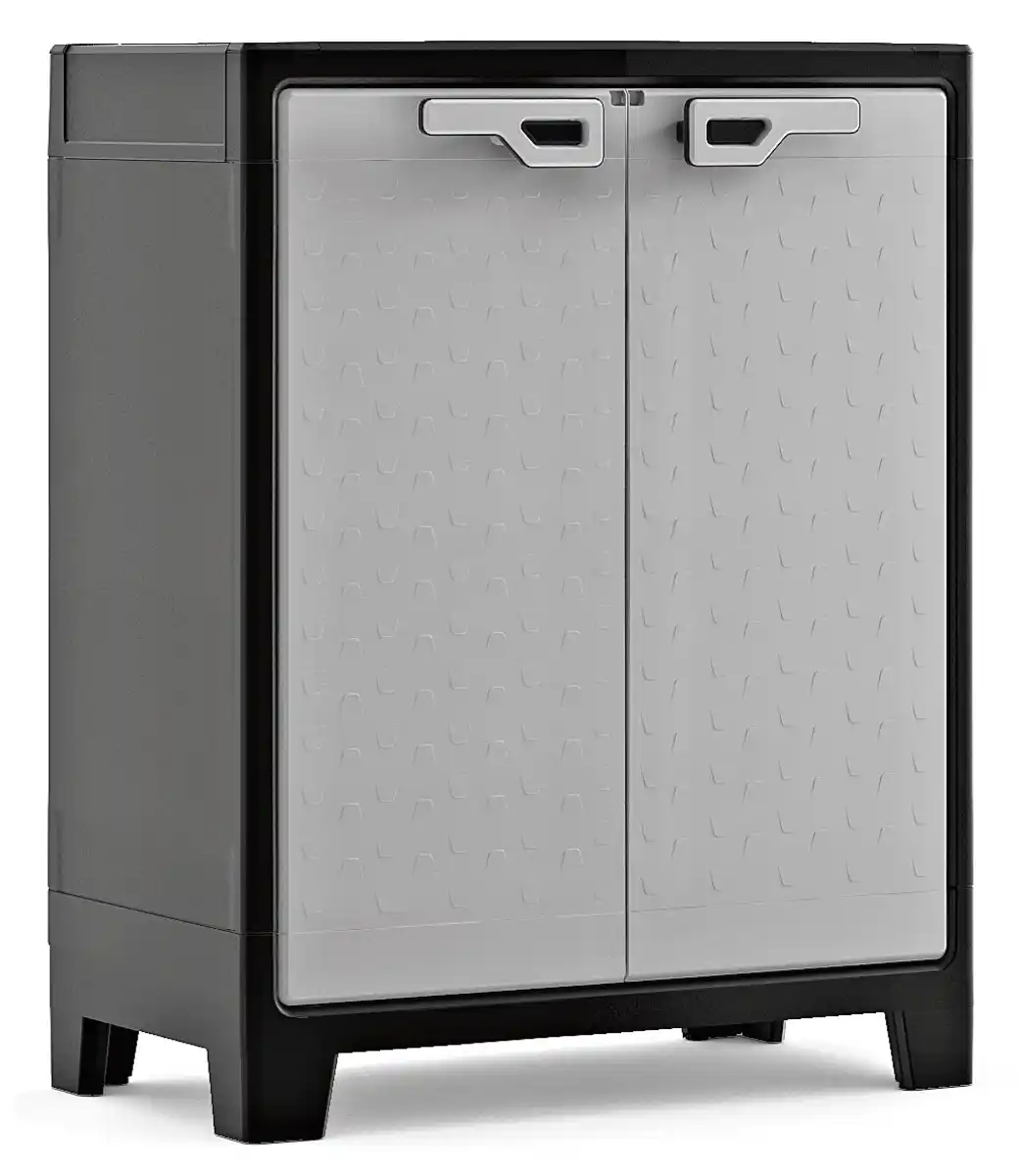 Bild 1 von Titan Kunststoffschrank niedrig, ca. 80 x 44 x 100 cm - Hellgrau/Schwarz