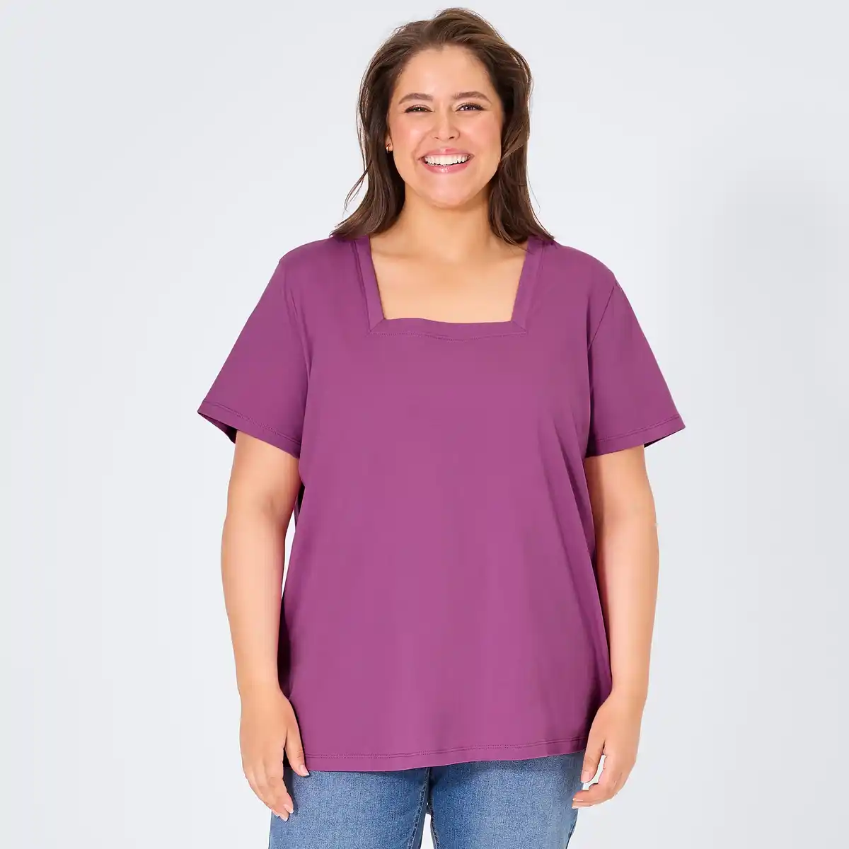 Bild 1 von Damen-T-Shirt mit eckigem Ausschnitt, große Größen