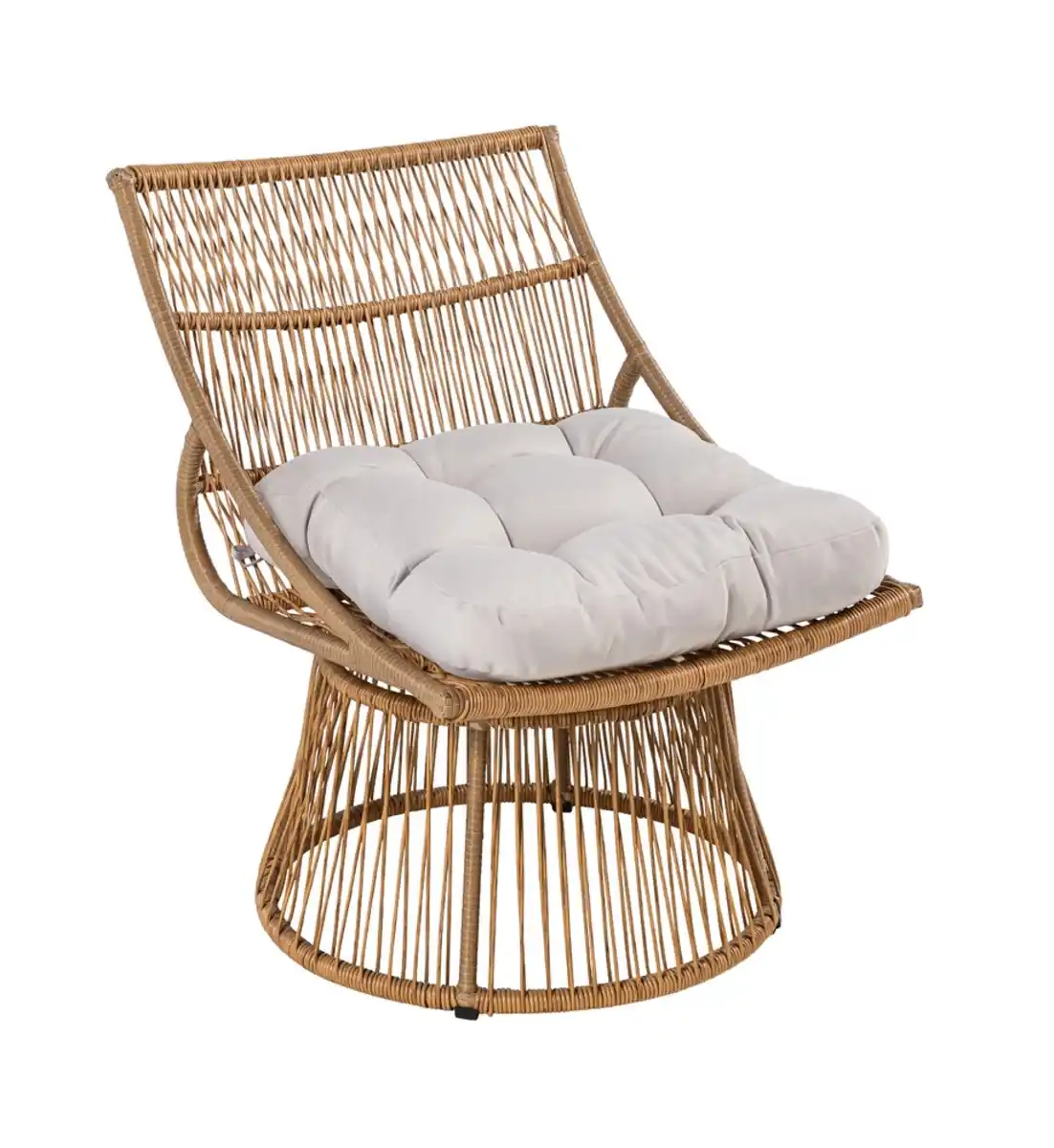 Bild 1 von Korbsessel Rattan mit Sitzpolster, ca. 87 x 70 x H 46/87 cm - Braun
