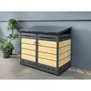 Bild 2 von 2er Mülltonnenverkleidung "Mülo" aus Edelstahl, ca. 142 x 78 x 131 cm - Anthrazit/Holzoptik