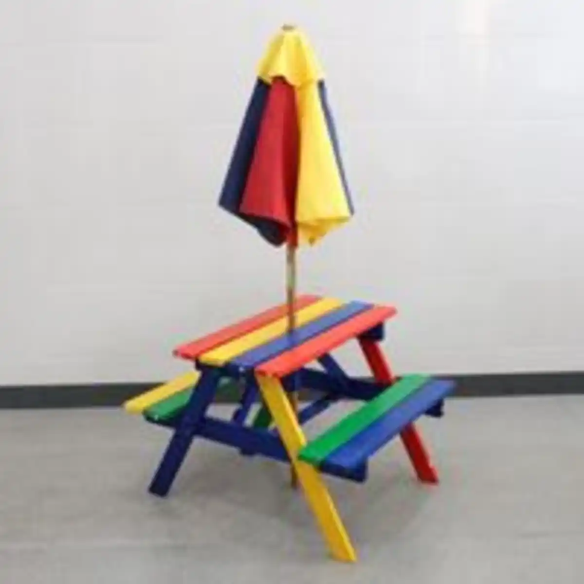 Bild 4 von Outdoor Kindersitzgruppe aus Tannenholz inkl. Schirm, ca. 71 x 79 x 54 cm - Bunt