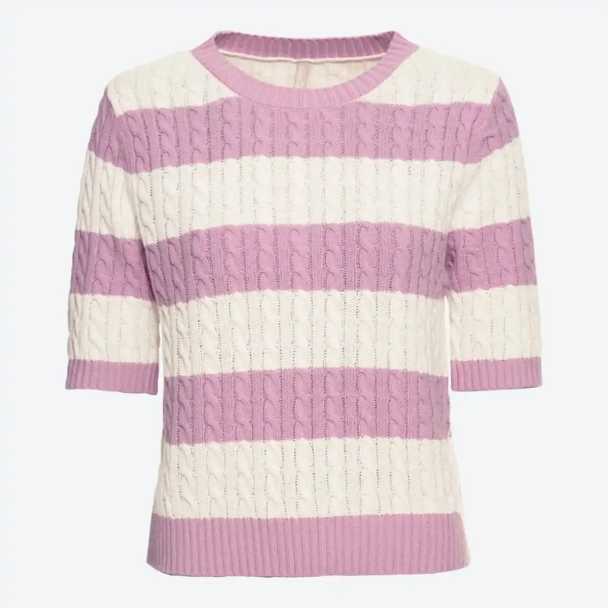 Bild 2 von Damen-Kurzarm-Pullover mit Zopfmuster