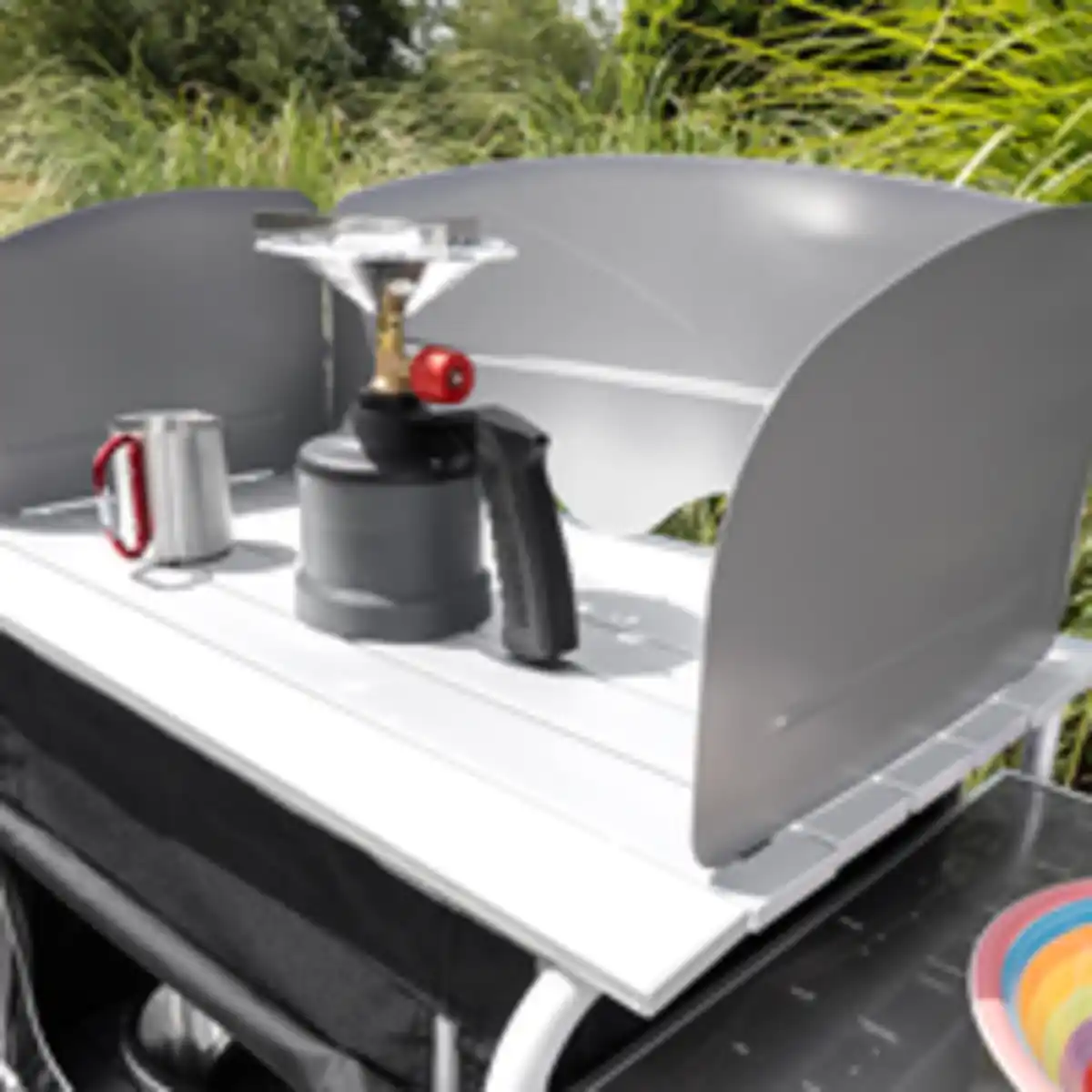 Bild 3 von Campingküche XL Windschutz und rollbarer Arbeitsplatte, ca. 173 x 41 x 80 cm - Schwarz