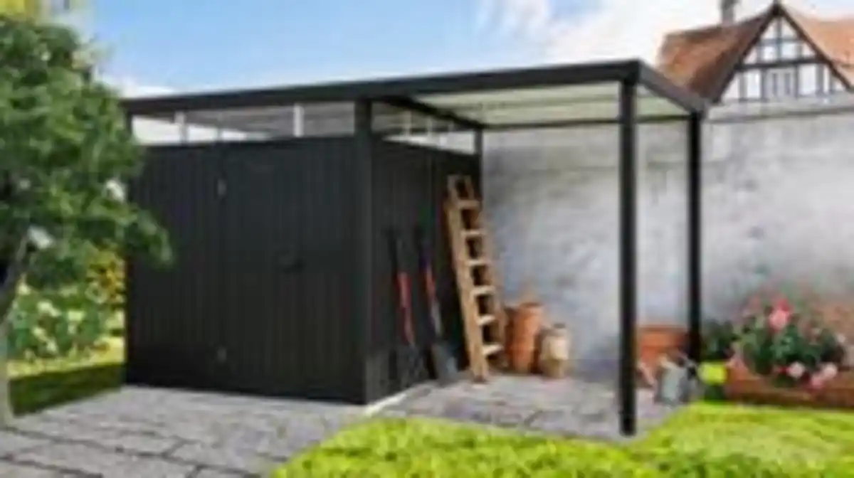 Bild 2 von Metallgerätehaus 4.7㎡ Skylight mit 5.3㎡ Carport-Erweiterung 422 x 239 x 227 cm