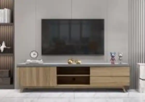 Bild 2 von TV-Schrank mit Schubladen und Push-Open-Funktion, ca. 200 x 39,5 x 53 cm – Betonoptik