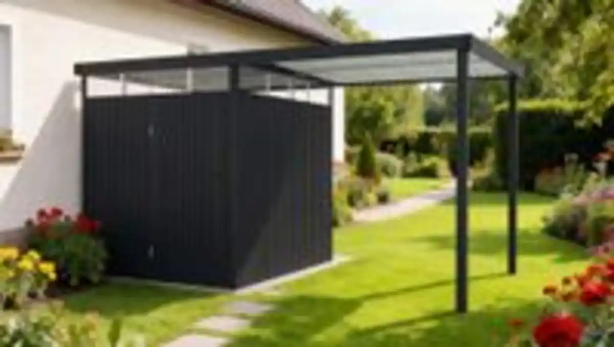 Bild 3 von Metallgerätehaus 4.7㎡ Skylight mit 5.3㎡ Carport-Erweiterung 422 x 239 x 227 cm