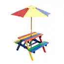 Bild 1 von Outdoor Kindersitzgruppe aus Tannenholz inkl. Schirm, ca. 71 x 79 x 54 cm - Bunt