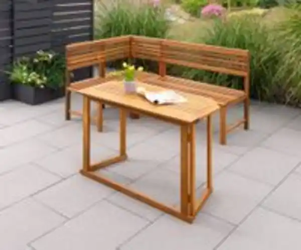 Bild 2 von Balkontisch mit Eckbank, ca. 100 x 50 x 74 cm - Braun