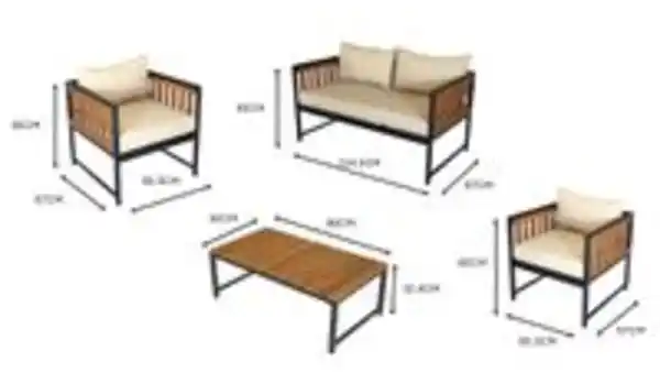 Bild 2 von 11tlg. Gartenmöbelset aus Holz - Khaki