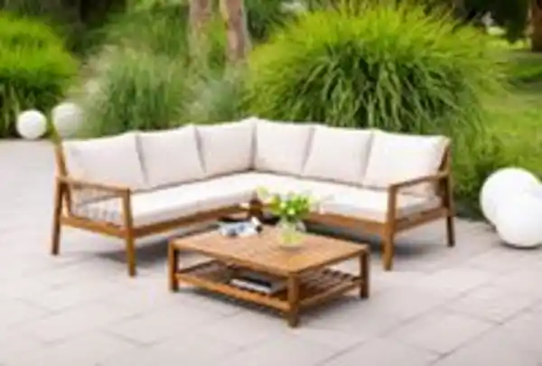 Bild 2 von 15tlg. Ecklounge-Set Melone aus Akazienholz