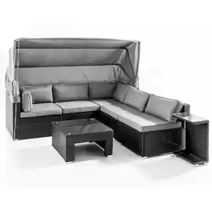 20-tlg. Loungegarnitur "Como" mit Sonnendach & 1 Beistelltisch, ca. 203,5 x 191,5 x 164 cm