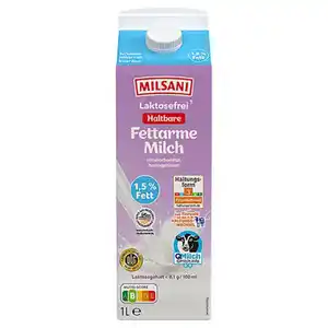 MILSANI H-Milch 1,5 % 1 l, Lactosefrei - fettarm
