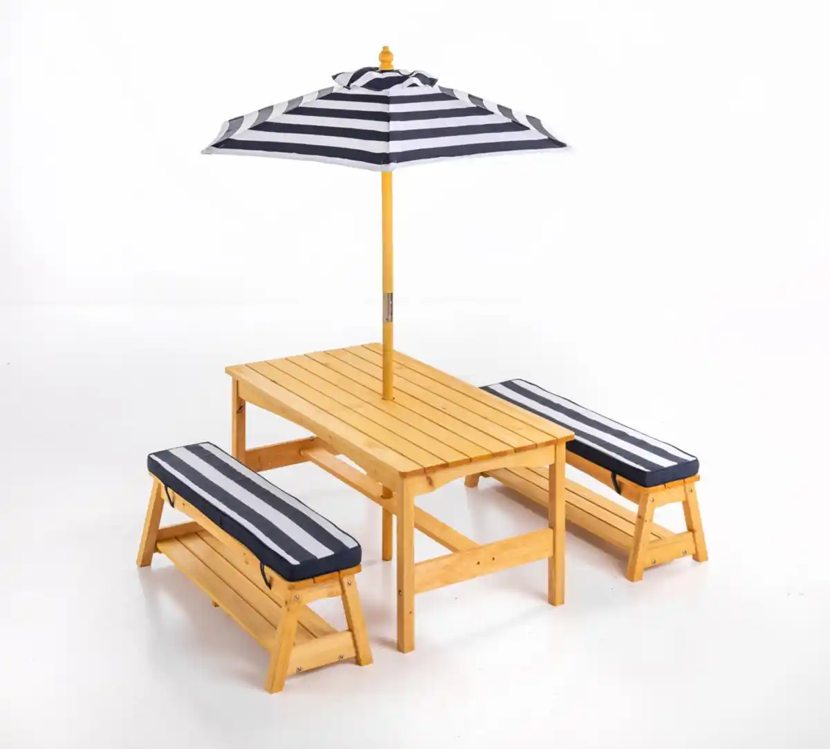 Bild 1 von Outdoor Kindersitzgruppe aus Tannenholz inkl. Schirm ca. 107 x 58 x 48 cm – Natur