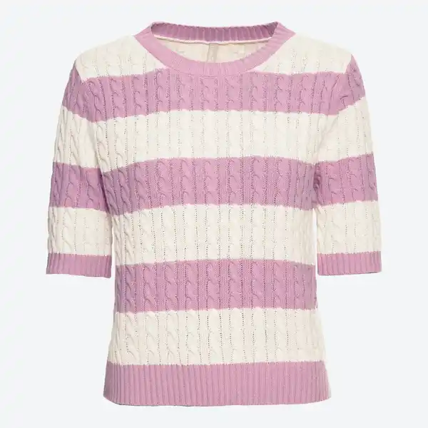 Bild 3 von Damen-Kurzarm-Pullover mit Zopfmuster