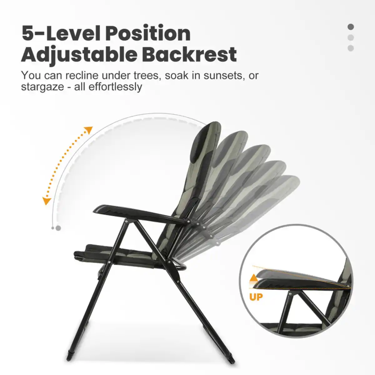 Bild 4 von HOMECALL Campingstuhl Gartenstuhl klappbar, polyester, 5 fach Verstellbarer Rückenlehne, bis 150kg