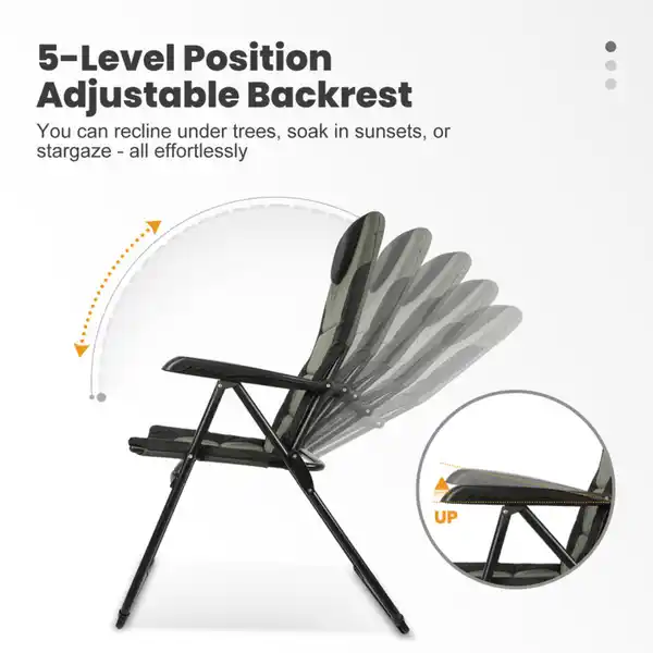 Bild 4 von HOMECALL Campingstuhl Gartenstuhl klappbar, polyester, 5 fach Verstellbarer Rückenlehne, bis 150kg